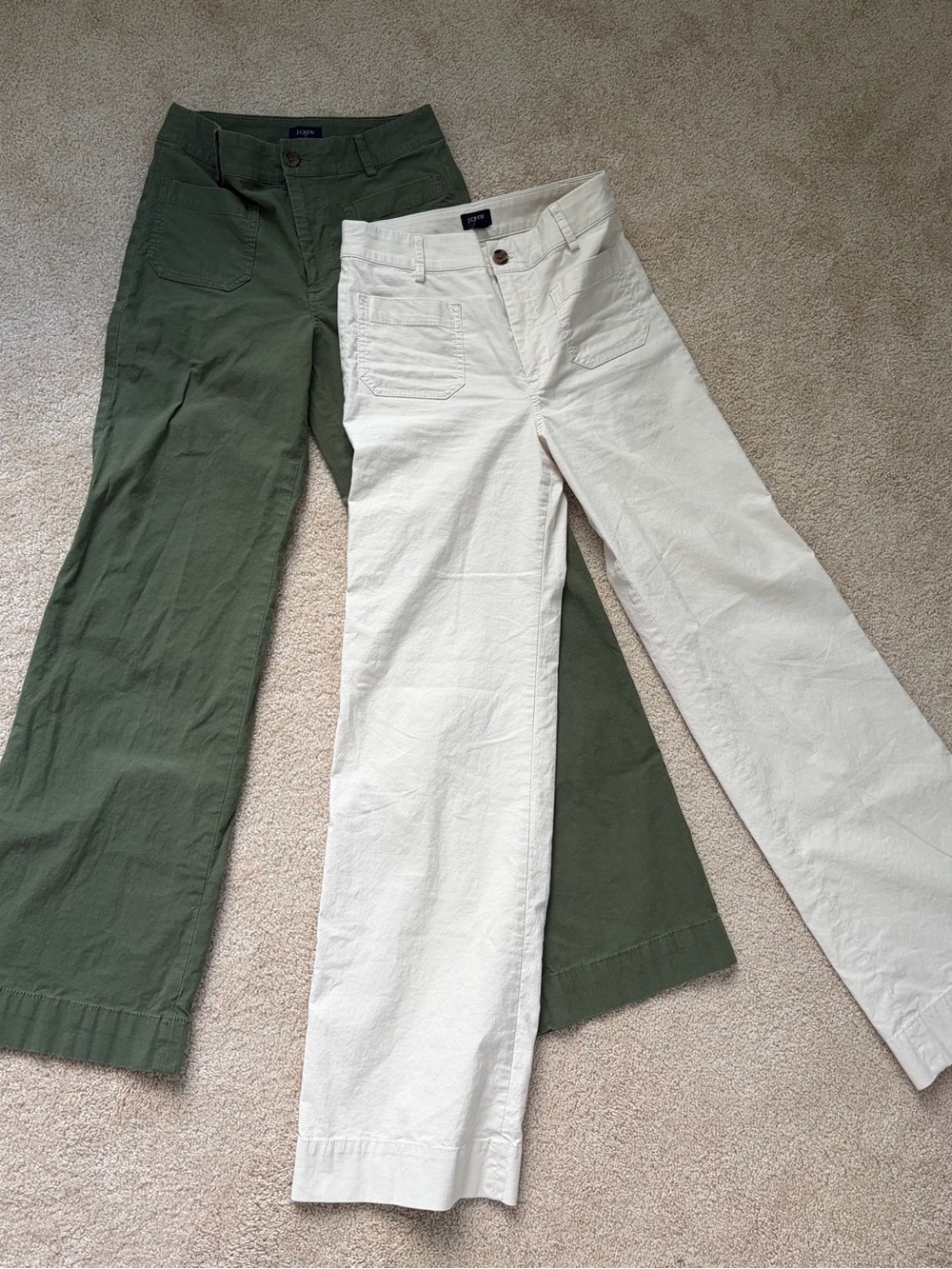 Women’s JCrew Factory Lizzie pant- Olive & Cream